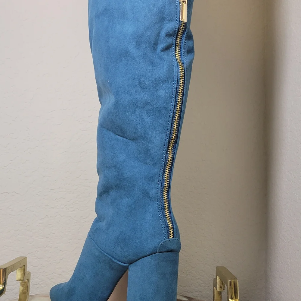 Turquoise Knee High Boots - Picture 9 of 10